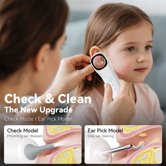 5-In-1 Smart Detector with Screen 1080P HD Ear Camera Includes Ear Pick Set and Six Replacement Tips 12 Extra Inspection Heads